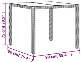 3 pcs conjunto jantar jardim c/ almofadões vime PE/acácia bege