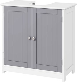 Móvel de casa de banho para lavatório (NÃO INCLUIDO) 60 x 30 x 60 cm a de 2 portas com prateleira cinza-branca