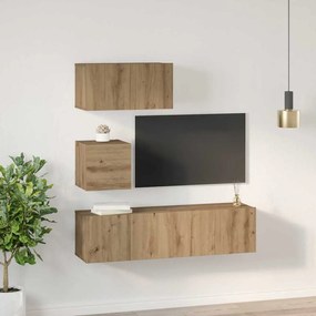 Conjunto de móvel de TV 4 pcs carvalho artisiano