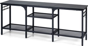 Móvel para Televisor com Estantes Abertas, 140 x 30 x 56 cm, Estrutura Metálica Resistente, Preto