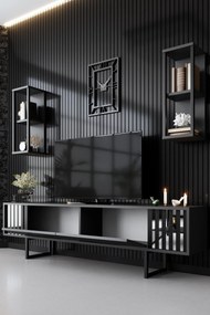 Unidade TV Chrome Line – Antracite/Preto – TV Stand: 180x30x48 cm, Pra