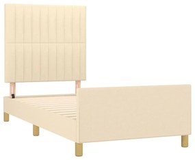 Estrutura de cama c/ cabeceira 100x200 cm tecido cor creme