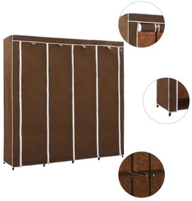 282446 vidaXL Roupeiro com 4 compartimentos 175x45x170 cm castanho