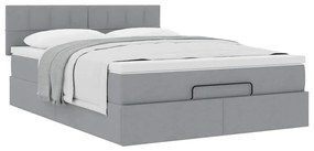 Estrutura cama otomana colchão 140x200cm tecido cinzento claro