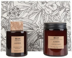 Conjunto de vela de cera de soja e difusor de fragrância âmbar DARK ELEGANCE Beliani