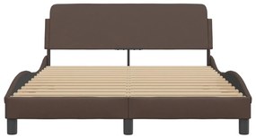 Estrutura cama c/ cabeceira 120x200cm couro artificial castanho