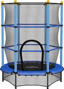 HOMCOM Trampolim para Crianças com Rede de Segurança e Estrutura de Aço para Interiores e Exteriores Carga 50kg Ø140x190 cm Azul | Aosom Portugal