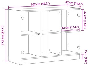Buffet vidaXL Carvalho Preto 102x37x75,5 cm Madeira Ing.