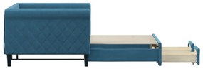 Sofá-cama com gavetão e gavetas 90x200 cm veludo azul