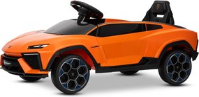 Carro elétrico para crianças Lamborghini Lanzador 12V com licença, bateria de lítio, luzes LED, controle remoto Laranja