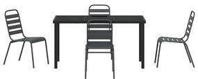 Conjunto de Jantar de Jardim com 5 Peças , Cinza Escuro, Aço