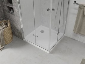 Mexen Lima Duo cabine de duche dobrável 90 x 90 cm, transparente, cromado + base de duche Flat - 856-090-090-01-02-4010