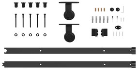 Kit de ferragens para porta deslizante 213,5 cm aço preto