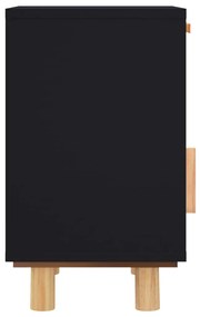 Mesa de cabeceira pinho maciço e vime natural preto