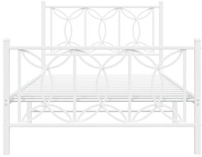 Estrutura de cama com cabeceira e pés 107x203 cm metal branco