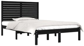 Estrutura de cama casal 135x190 cm madeira maciça preto