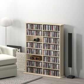 Organizador para CD e DVD com 16 compartimentos e 12 prateleiras ajustáveis 106,5 x 24 x 126,3 cm, capacidade máxima de 720 CD/396 DVD e Blu-ray, cor
