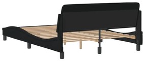 Estrutura de cama sem colchão 140x190 cm tecido preto