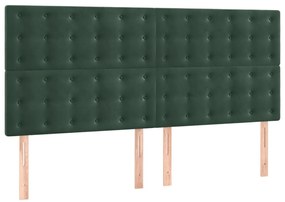 Cama com molas/colchão 160x200 cm veludo verde-escuro