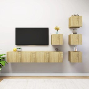 vidaXL 6pcs conjunto de móveis de TV derivados madeira carvalho sonoma