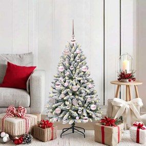 vidaXL Árvore de Natal Artificial Verde e Branco 120 cm PVC e Metal
