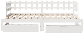 Sofá-cama com gavetão e gavetas sem colchão 80x200 cm branco