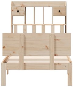 Cama com estante sem colchão 75x190 cm pinho maciço