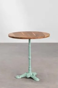 Mesa De Bar Redonda Em Madeira De Acácia Azteca Ø70 Cm & Madeira De Acácia - Verde Ilha Paraíso - Sklum