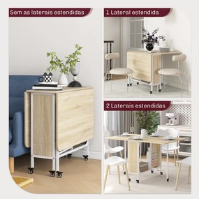 HOMOM Mesa de Cozinha Dobrável Mesa de Refeição Dobrável com Rodas Lat