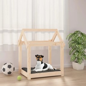 Cama para cães 61x50x70 cm madeira de pinho maciça