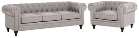 Conjunto de sofás com 4 lugares em tecido cinzento claro CHESTERFIELD Beliani