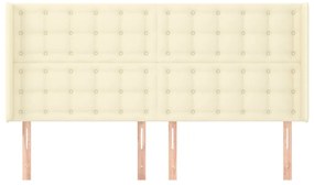 Cabeceira cama c/ abas couro artificial 163x16x118/128 cm creme