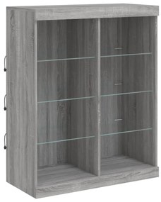 Aparador com luzes LED 81x37x100 cm cinzento sonoma