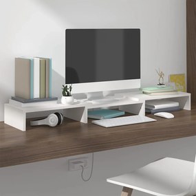 vidaXL Suporte para monitor 80x24x10,5 cm madeira pinho maciça branco