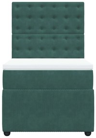 Cama com molas/colchão 90x190 cm veludo verde-escuro