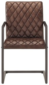 Cadeiras de jantar cantilever 2 pcs couro genuíno castanho