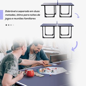 Mesa de Ping Pong Dobrável Mesa de Ping Pong Profissional com Rede e Estrutura de Aço para Interior e Exterior 182x91x76 cm Azul
