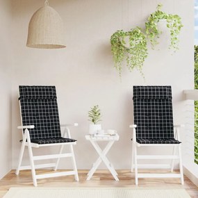 vidaXL Almofadões cadeira encosto alto 2pcs tecido oxford xadrez preto