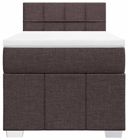 Cama com molas/colchão 90x200 cm tecido castanho-escuro