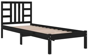 Estrutura cama pequena solteiro 75x190 cm madeira maciça preto