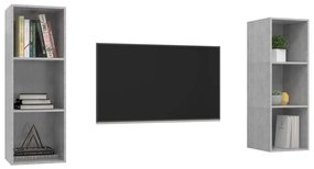 Armários de parede para TV 2 pcs contraplacado cinzento cimento