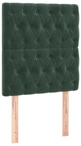 Cama box spring c/ colchão/LED 100x200 cm veludo verde-escuro