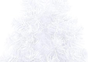 Meia árvore Natal artificial pré-iluminada c/ bolas branco