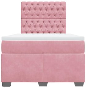Cama boxspring com colchão 120x190 cm veludo rosa