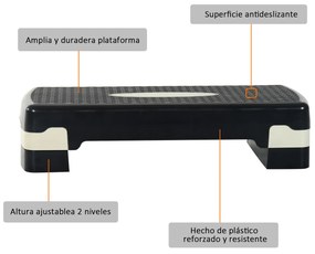® Plataforma Step para Desporto com Altura Regulável a 2 níveis de carga 150 KG