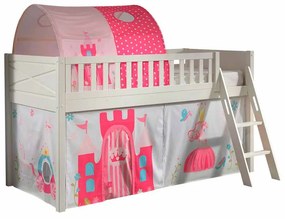 Conjunto cama alta Infantil SCOTT + cortina de brincar PRINCESAS + Túnel Branca