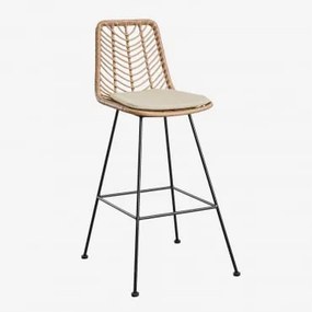 Pacote De 2 Bancos Altos De Jardim Em Rattan Sintético Gouda Natural Natural & Negro & ↑75 Cm & Beige Creme - Sklum