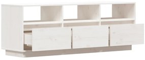 Móvel de TV 140x37x50 cm madeira de pinho maciça branco