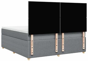 Cama com molas/colchão 200x200 cm tecido cinza-claro
