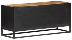 Móvel de TV 90x30x40 cm mangueira áspera maciça e palha natural